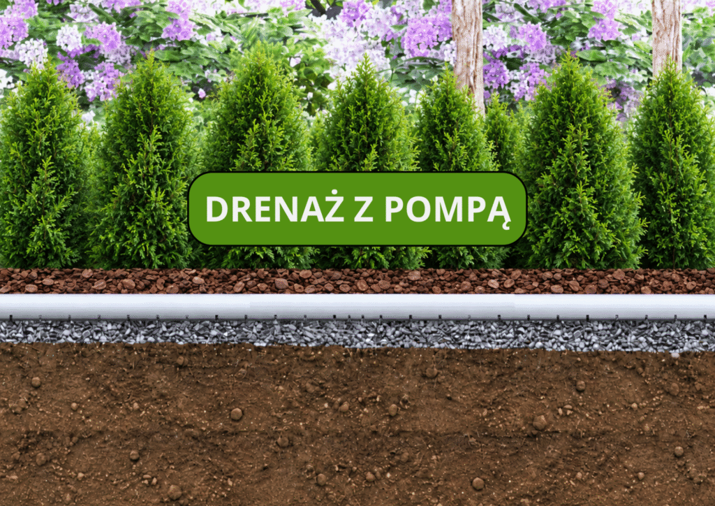 Drenaż z pompą na glinie

